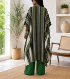Ladies New Feeling Long Kimono-Green Stripe - StylePhase SA