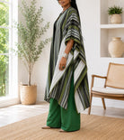 Ladies New Feeling Long Kimono-Green Stripe - StylePhase SA