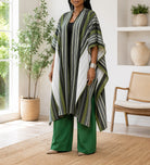 Ladies New Feeling Long Kimono-Green Stripe - StylePhase SA