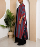 Ladies New Feeling Long kimono-Maroon Stripe - StylePhase SA