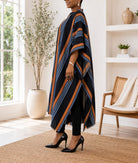 Ladies New Feeling Long kimono-Navy Stripe - StylePhase SA