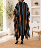 Ladies New Feeling Long kimono-Navy Stripe - StylePhase SA