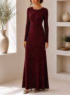 Ladies New Feeling Long Sleeve Embossed Dress-Red - StylePhase SA