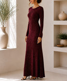 Ladies New Feeling Long Sleeve Embossed Dress-Red - StylePhase SA