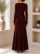 Ladies New Feeling Long Sleeve Embossed Dress-Red - StylePhase SA