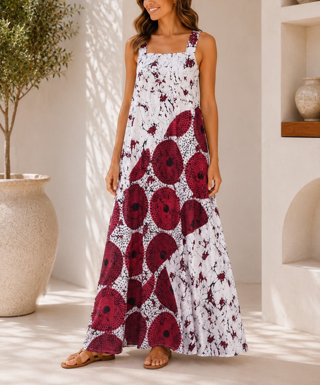 Ladies New Feeling Maroon Circle Print Dress - StylePhase SA