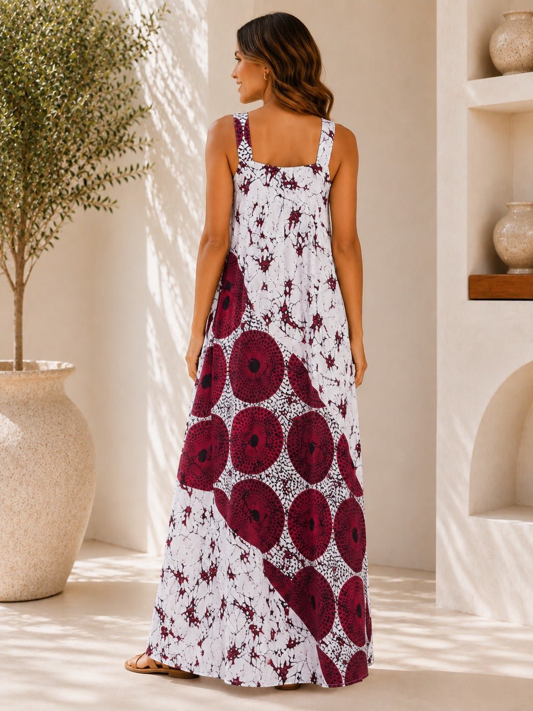 Ladies New Feeling Maroon Circle Print Dress - StylePhase SA