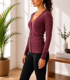Ladies New Feeling Maroon V Neck Button Jersey - StylePhase SA