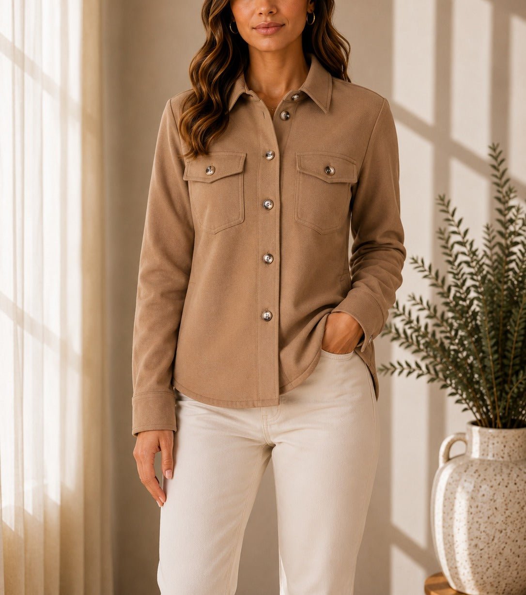 Ladies New Feeling Melton Beige Shirt - StylePhase SA