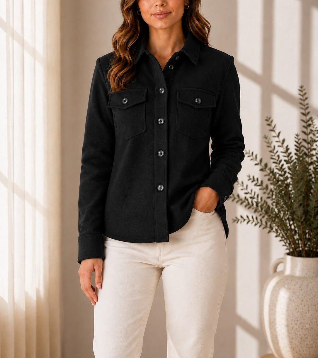 Ladies New Feeling Melton Black Shirt - StylePhase SA