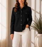 Ladies New Feeling Melton Black Shirt - StylePhase SA