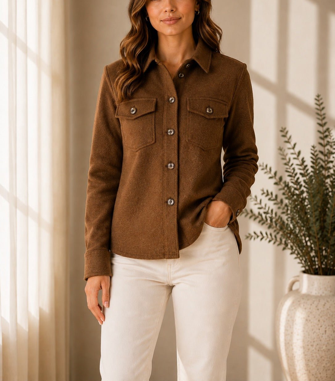 Ladies New Feeling Melton Brown Shirt - StylePhase SA