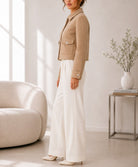 Ladies New Feeling Melton Crop Jacket- Beige - StylePhase SA