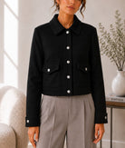 Ladies New Feeling Melton Crop Jacket- Black - StylePhase SA