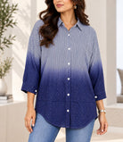 Ladies New Feeling Navy Striped Rhinestone Shirt - StylePhase SA
