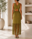 Ladies New Feeling Olive Tassel End Dress - StylePhase SA