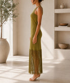 Ladies New Feeling Olive Tassel End Dress - StylePhase SA