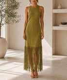 Ladies New Feeling Olive Tassel End Dress - StylePhase SA