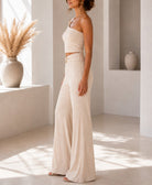 Ladies New Feeling One Shoulder Buckle Detail Two Piece-Cream - StylePhase SA