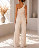 Ladies New Feeling One Shoulder Buckle Detail Two Piece-Cream - StylePhase SA
