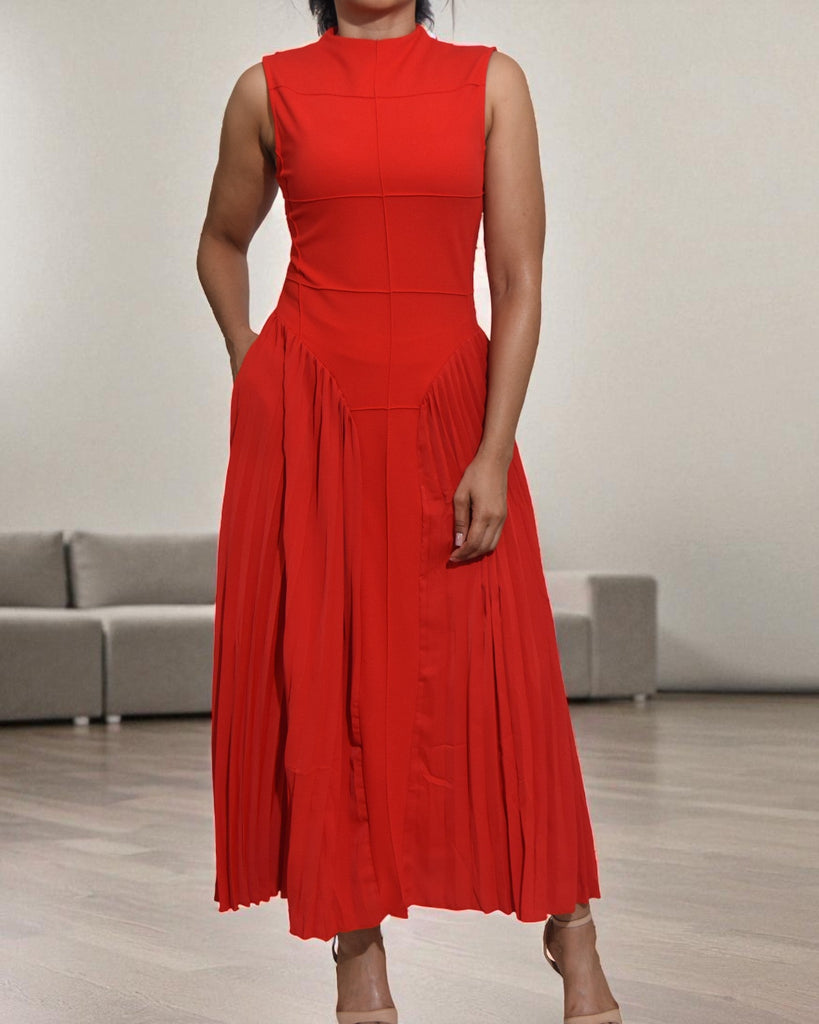 Ladies New Feeling Orange Pleated Pocket Dress - StylePhase SA