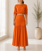 Ladies New Feeling Orange Ruche Two Piece Set - StylePhase SA
