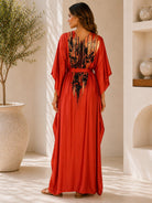 Ladies New Feeling Orange Satin Printed Kaftan - StylePhase SA