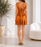 Ladies New Feeling Orange Tie Back Ruffel Dress - StylePhase SA