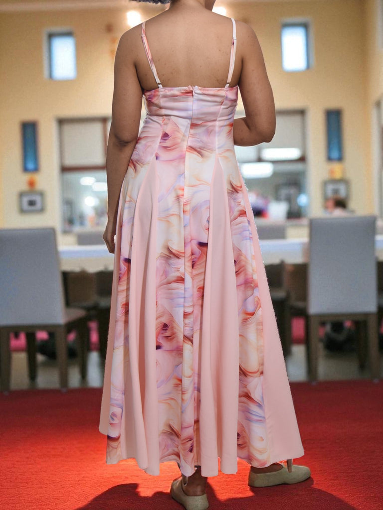 Ladies New Feeling Peach Floral Dress - StylePhase SA