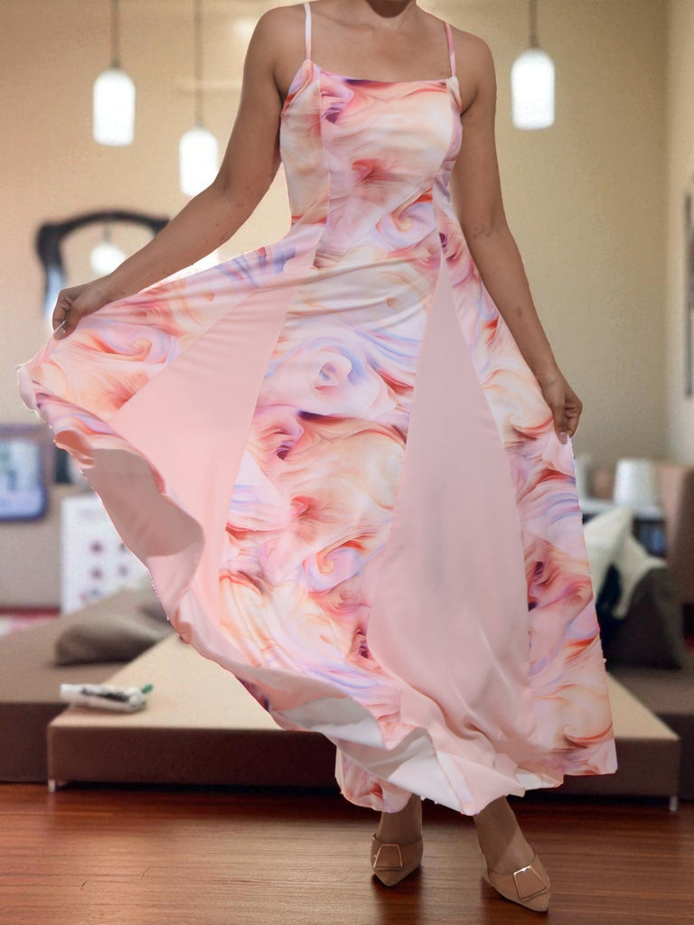 Ladies New Feeling Peach Floral Dress - StylePhase SA
