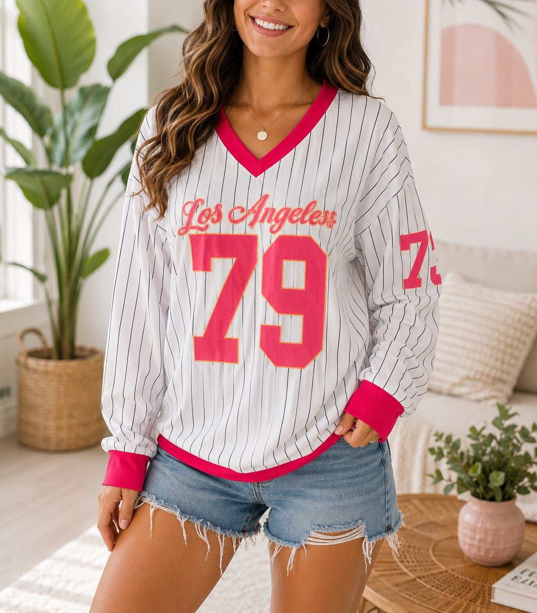 Ladies New Feeling Pink Baseball Sweater - StylePhase SA