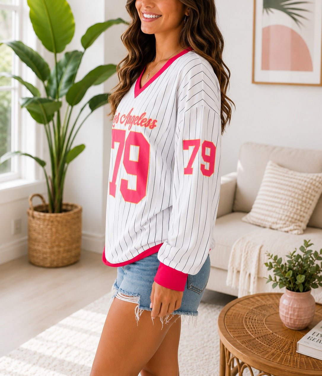 Ladies New Feeling Pink Baseball Sweater - StylePhase SA