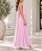 Ladies New Feeling Pink High Neckline Draped Maxi Dress - StylePhase SA
