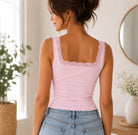Ladies New Feeling Pink Lace Trim Vest - StylePhase SA