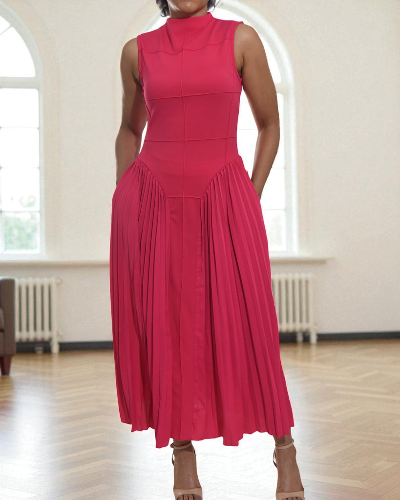 Ladies New Feeling Pink Pleated Pocket Dress - StylePhase SA