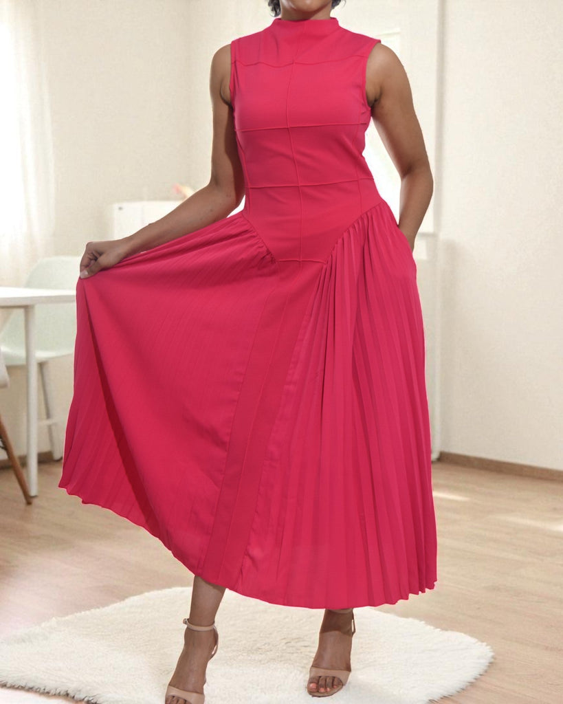 Ladies New Feeling Pink Pleated Pocket Dress - StylePhase SA
