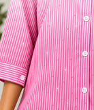 Ladies New Feeling Pink Striped Rhinestone Shirt - StylePhase SA