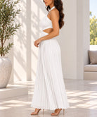 Ladies New Feeling Pleated Halter Neck Dress-White - StylePhase SA