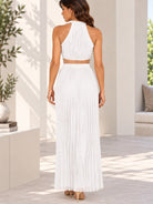 Ladies New Feeling Pleated Halter Neck Dress-White - StylePhase SA