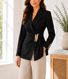 Ladies New Feeling Press Button Lined Black Blazer - StylePhase SA