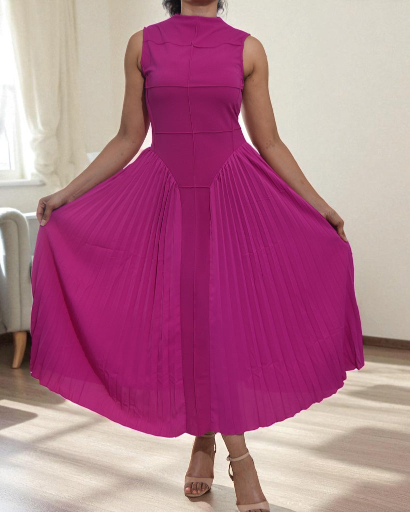 Ladies New Feeling Purple Pleated Pocket Dress - StylePhase SA
