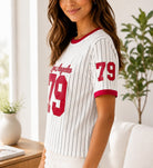 Ladies New Feeling Red Baseball Sweater - StylePhase SA