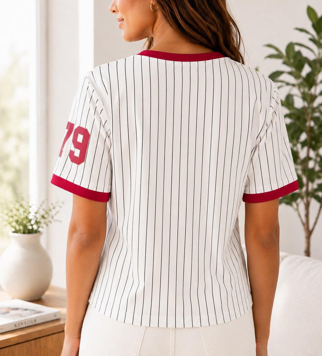 Ladies New Feeling Red Baseball Sweater - StylePhase SA