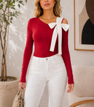 Ladies New Feeling Red Bow Front Top - StylePhase SA