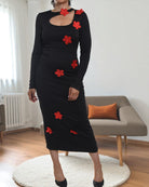 Ladies New Feeling Red Flower Open Chest Bodycon - StylePhase SA