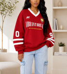 Ladies New Feeling Red Long Sleeve V-Neck Sweatshirt - StylePhase SA