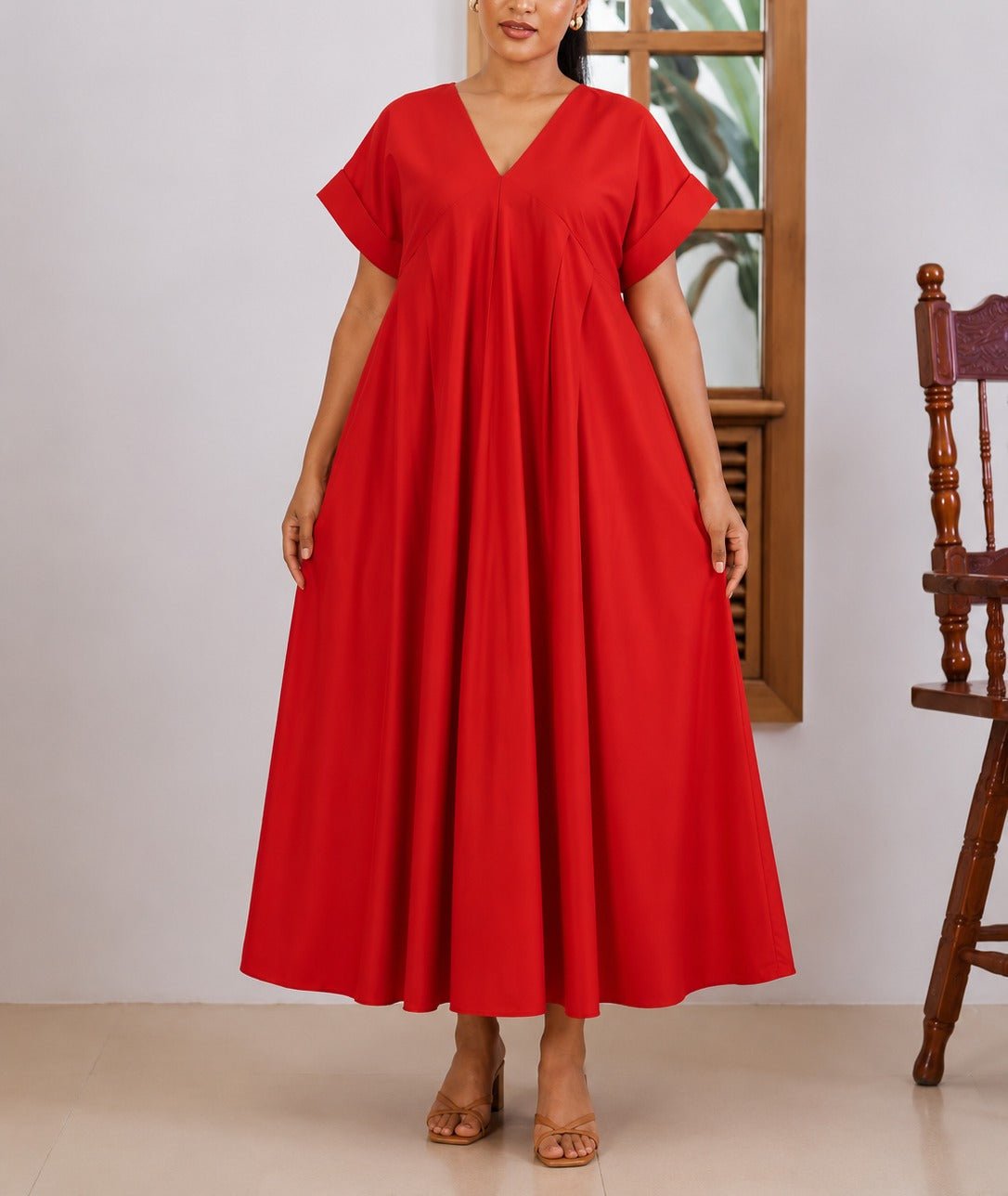 Ladies New feeling Red Pleated Dress - StylePhase SA