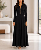 Ladies New Feeling Rib Zip Front Dress-Black - StylePhase SA