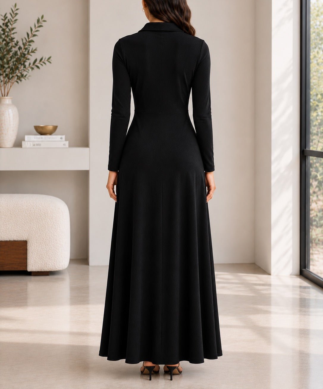 Ladies New Feeling Rib Zip Front Dress-Black - StylePhase SA