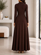Ladies New Feeling Rib Zip Front Dress-Dark Brown - StylePhase SA
